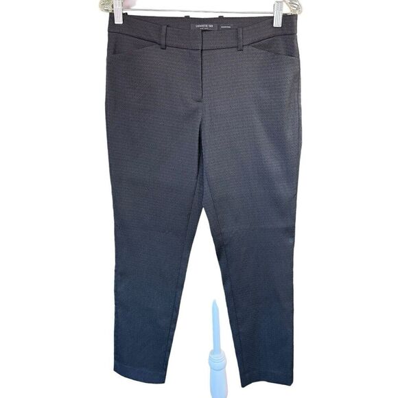 Lafayette 148 Dress Pants Downtown Black Textured Career Pants Stretch Trouser M - Picture 1 of 8